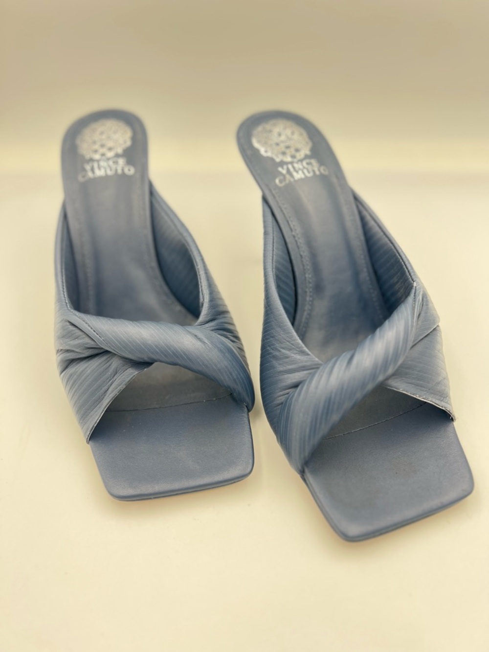 Vince Camuto Dusty Blue Knotted Slide Mules